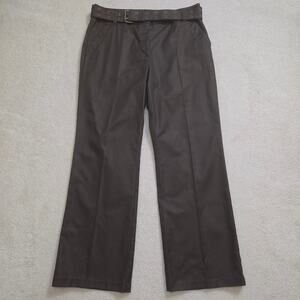 NWOT Talbots 10 Straight Leg Flat Front Belted Twill Pants Brown
